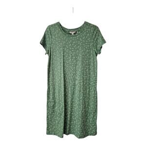 Toad & Co Windmere Dress SMALL Shift Organic Cotton Blend Green Pockets Stretch